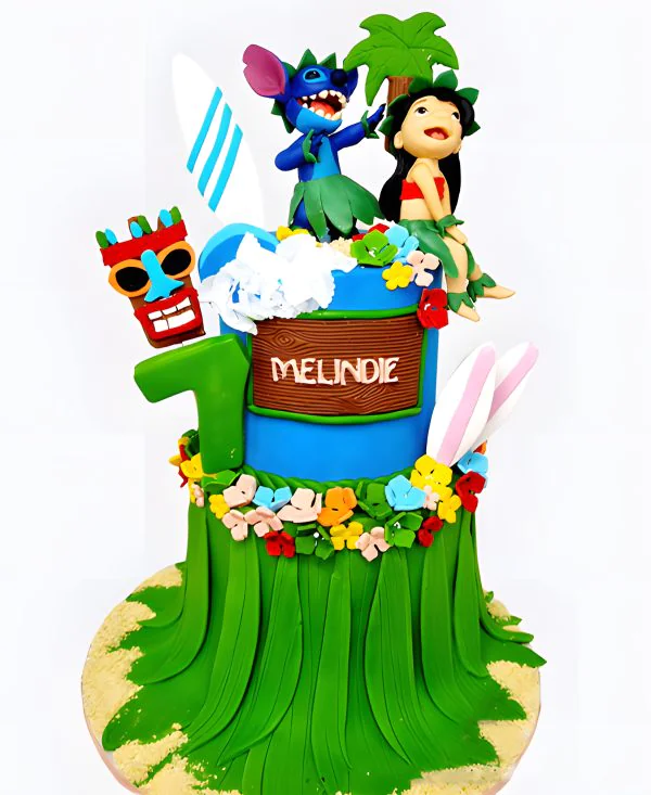 Торт двухъярусный яркий Фото