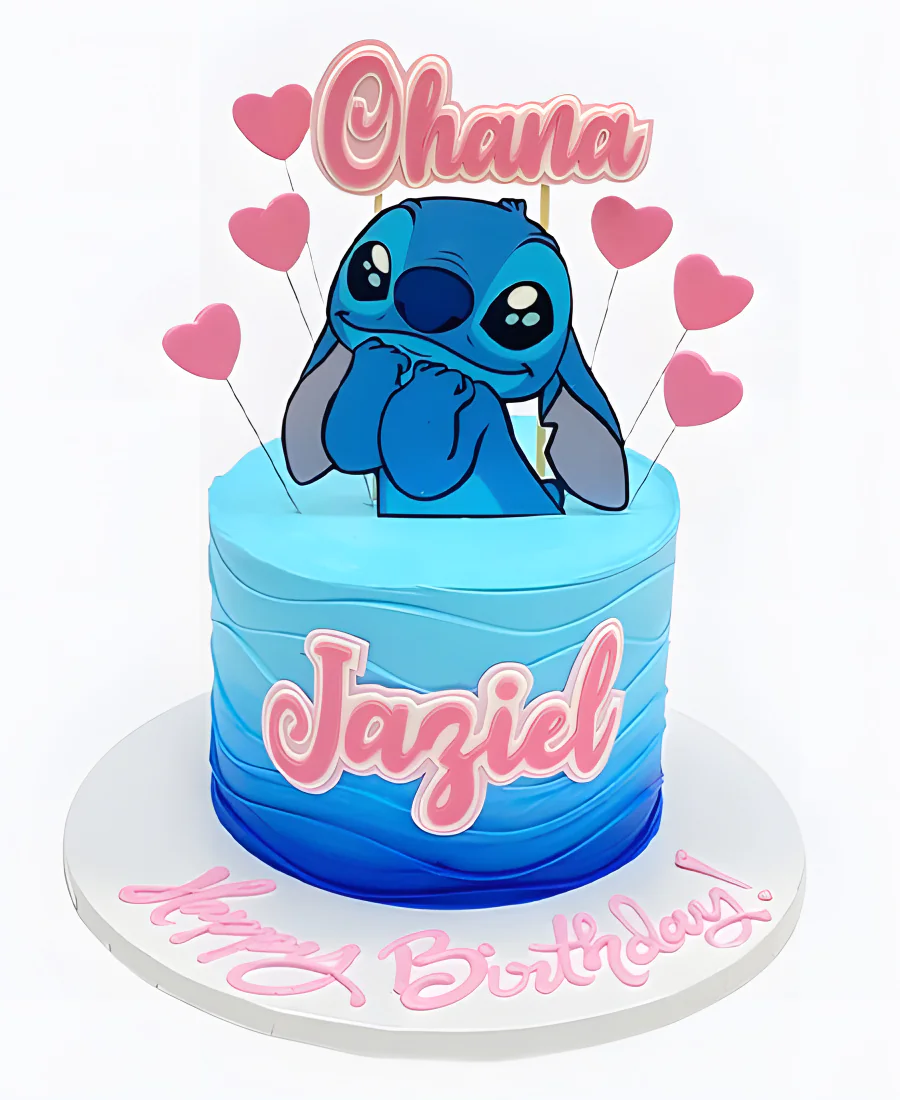 Торт голубой с розовыми сердечками Торт голубой с розовыми сердечками Фото