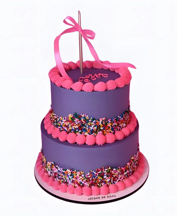Торт коллегам фиолетово-розовый с посыпкой Фото