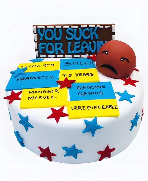 Торт коллегам с надписями и звездами Фото