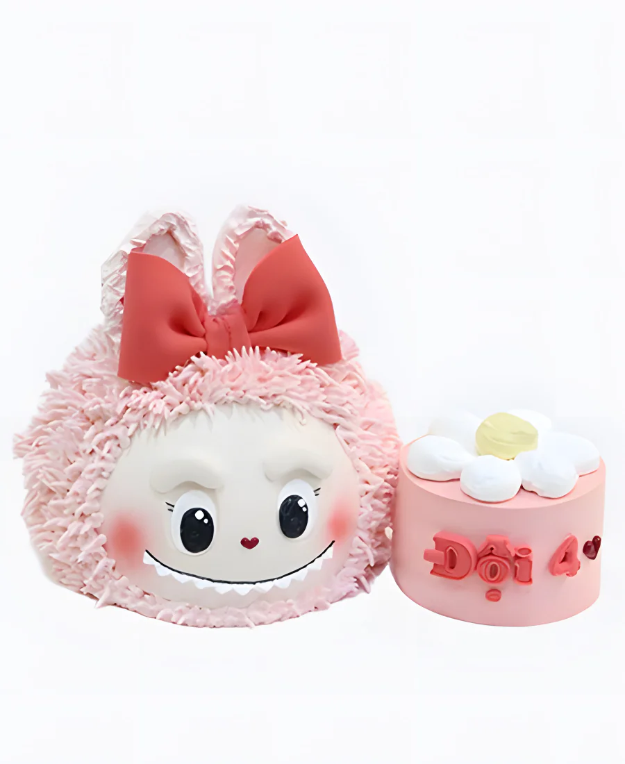 Торт Лабубу с бантом и тортом Фото