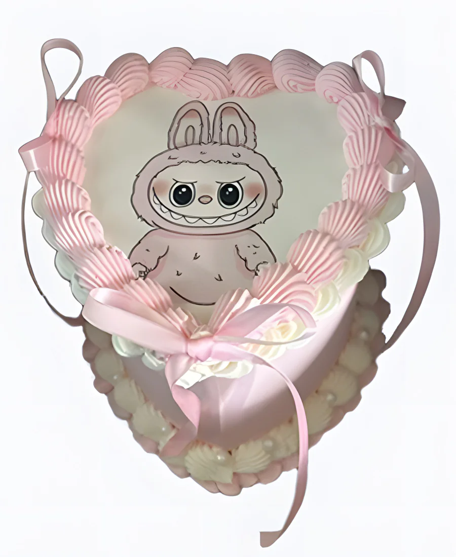 Торт Лабубу в виде сердца Фото