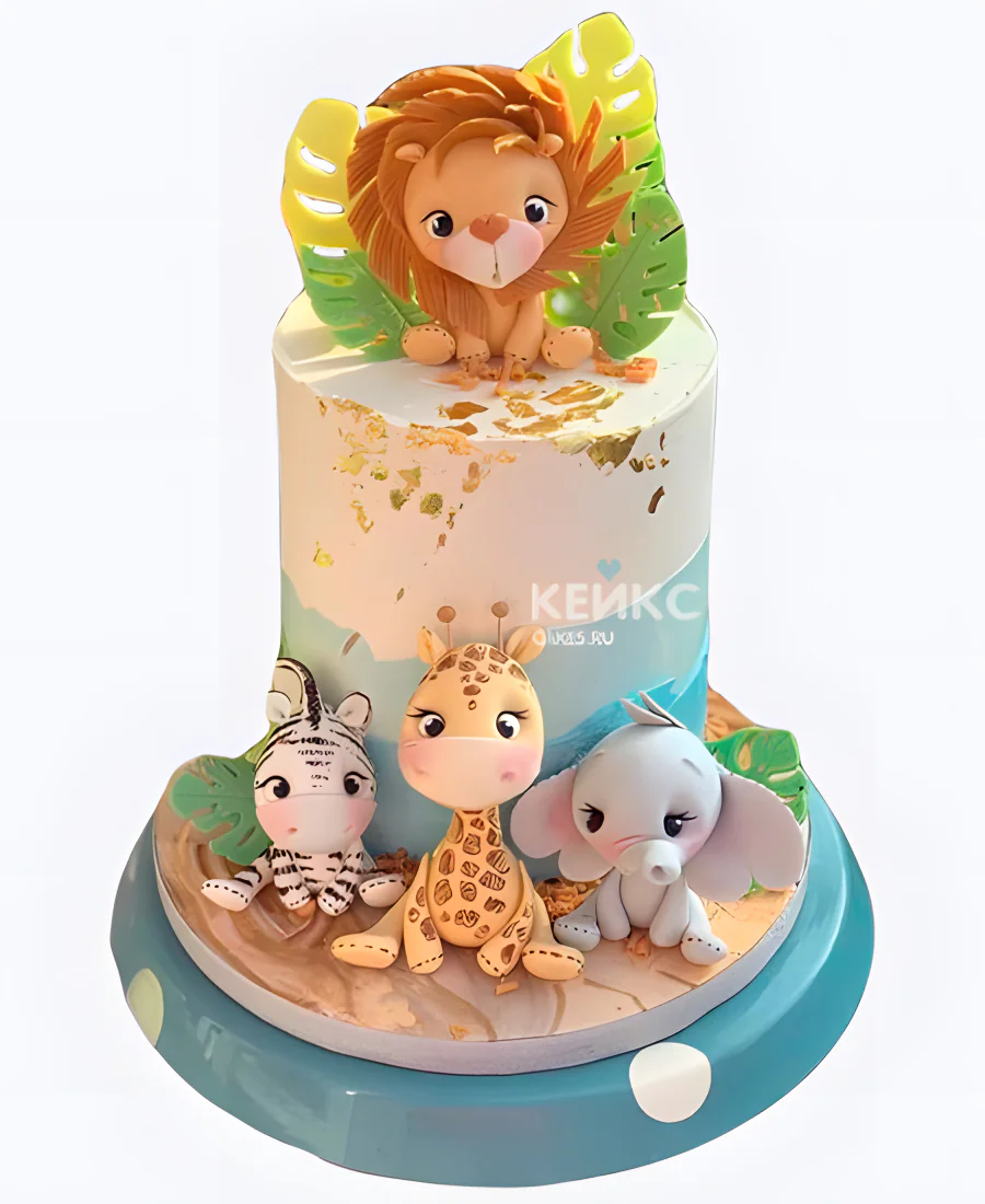 Торт Лев и животные Торт Лев и животные Фото