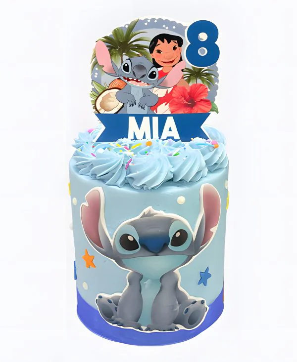 Торт Лило и Стич с кремовыми розами Фото