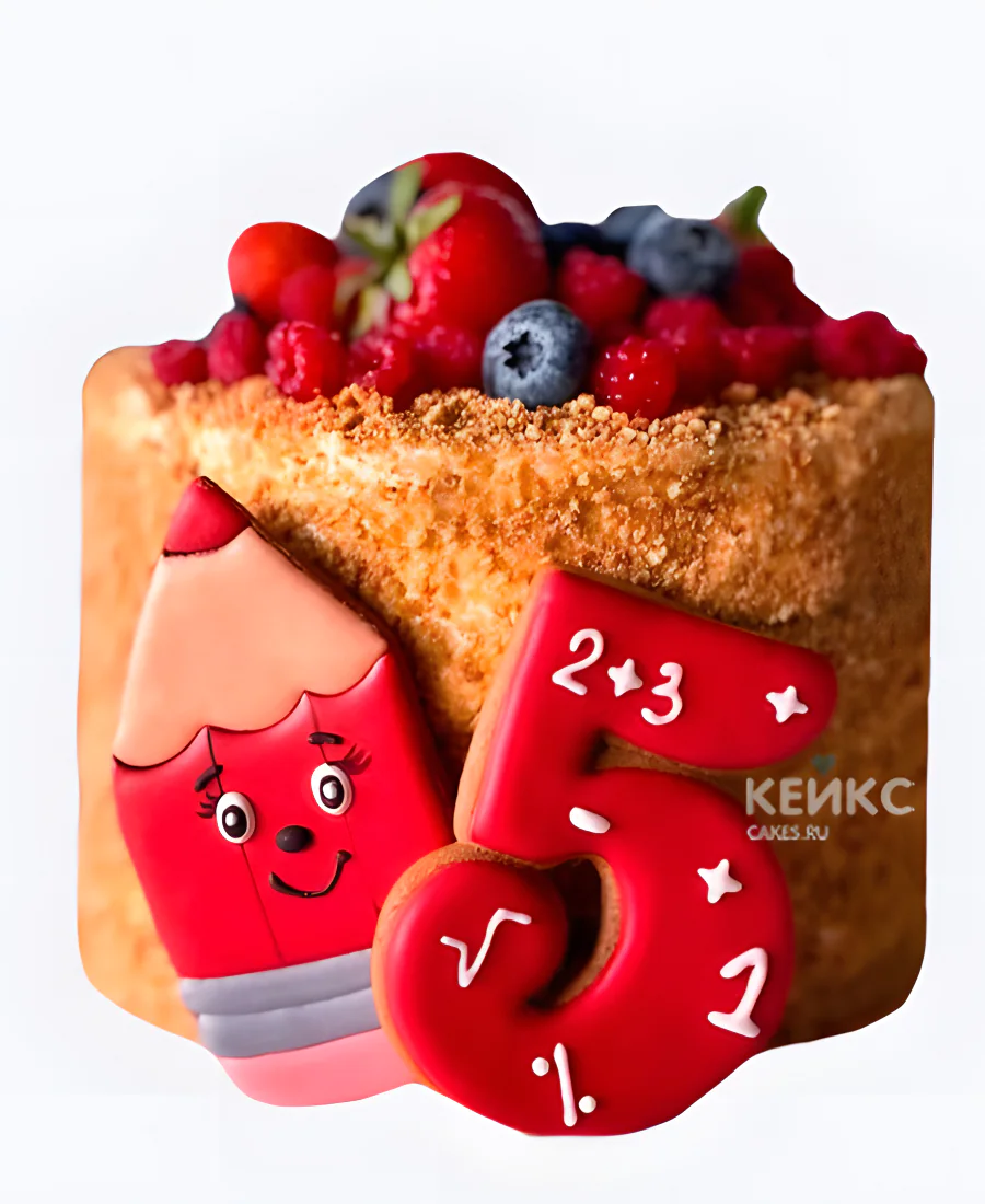 Торт на 1 сентября с карандашом и оценкой Торт на 1 сентября с карандашом и оценкой Фото