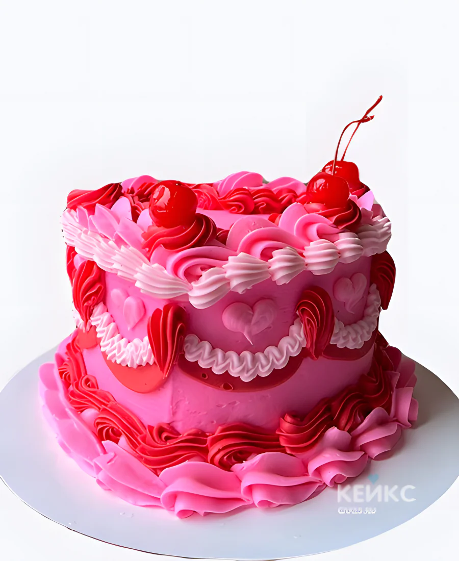 Торт на 14 февраля с коктейльной вишней Торт на 14 февраля с коктейльной вишней Фото