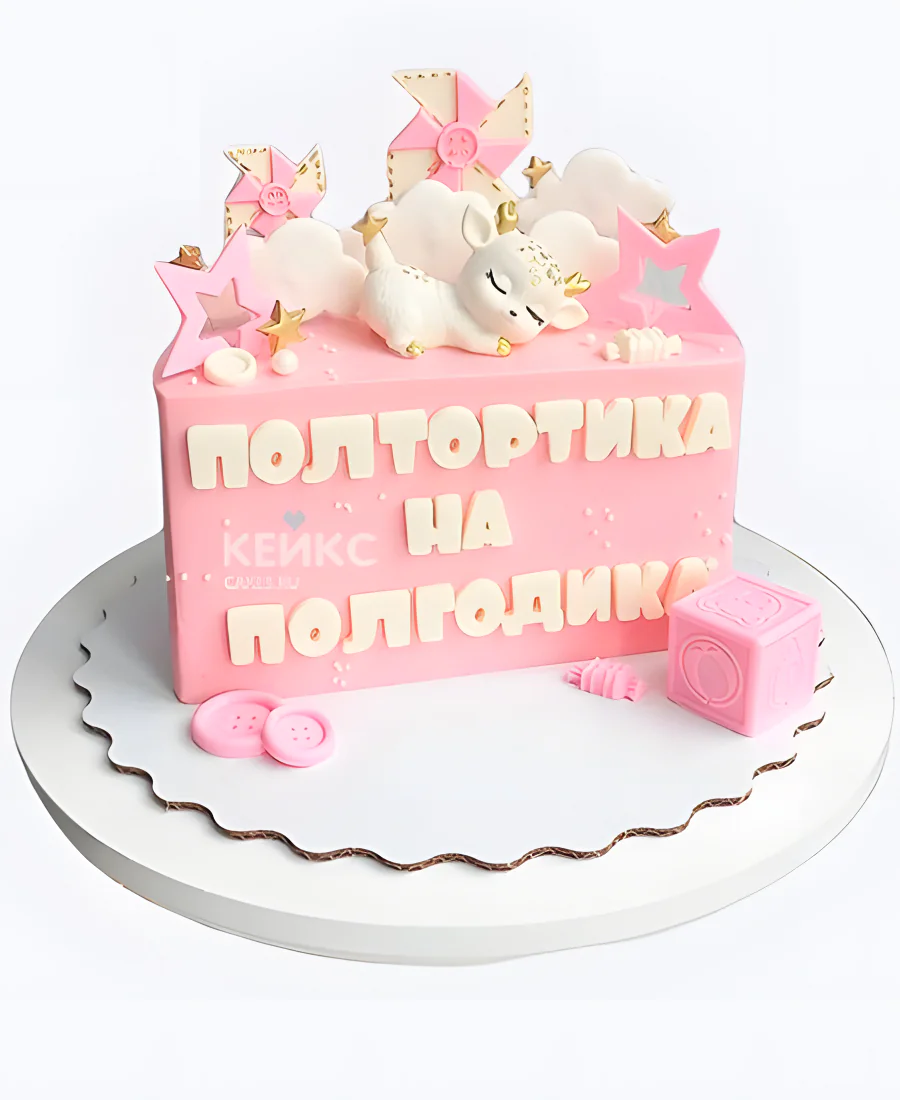 Торт на 6 месяцев девочке Полтортика Олененок в розовом Торт на 6 месяцев девочке Полтортика Олененок в розовом Фото