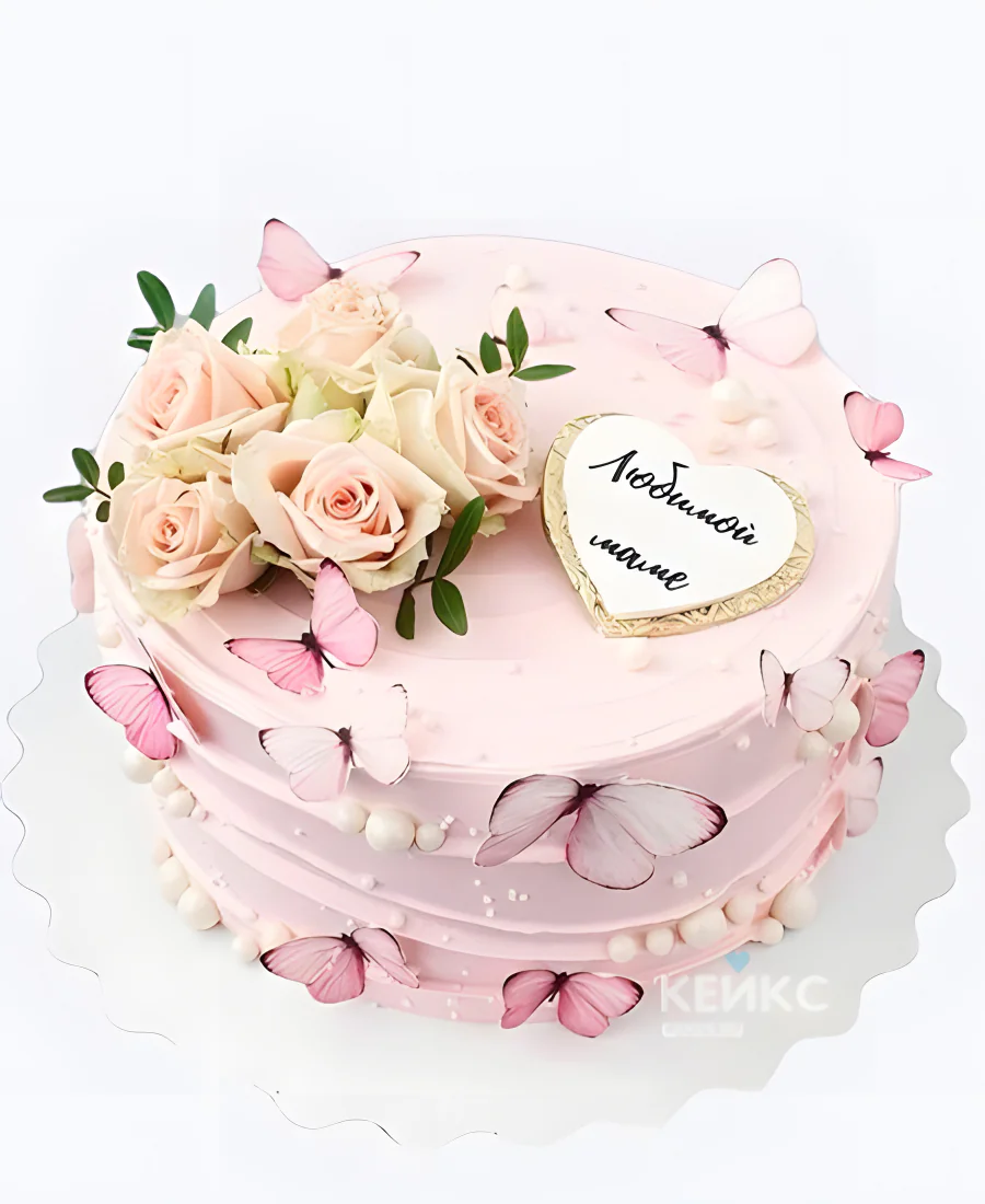 Торт на день матери с бабочками цветами Торт на день матери с бабочками цветами Фото