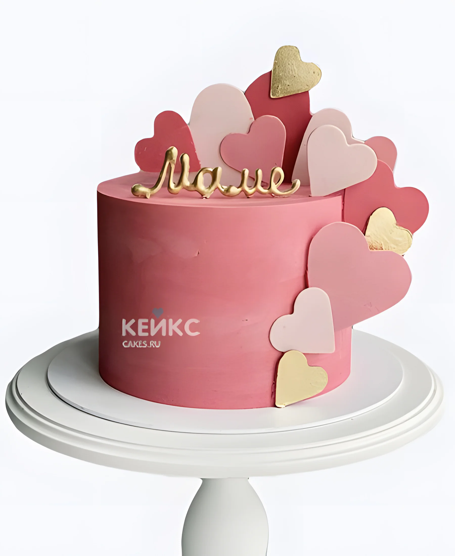 Розовый бенто-торт маме с сердечками Фото