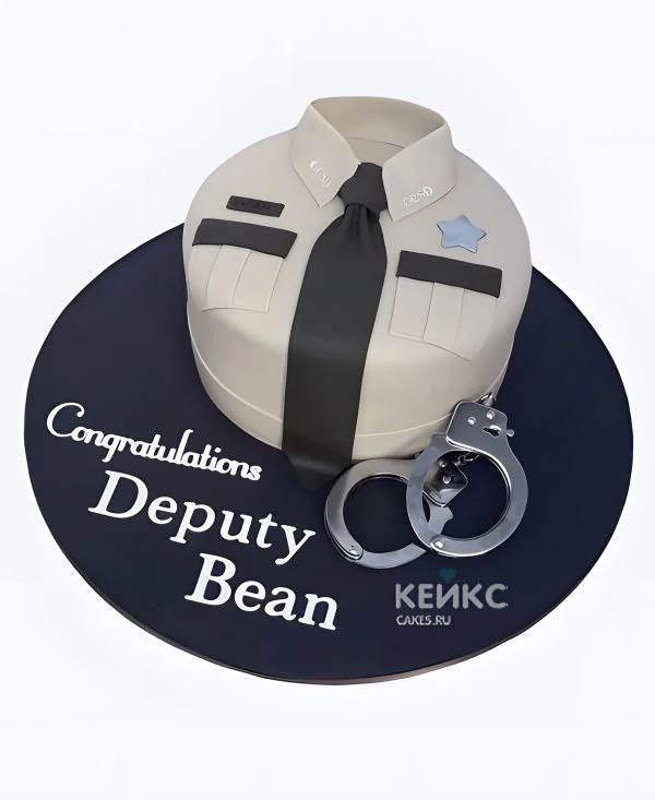 Торт на День полиции белая рубашка с наручниками Фото