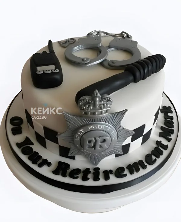 Торт на День полиции черно-белый Фото