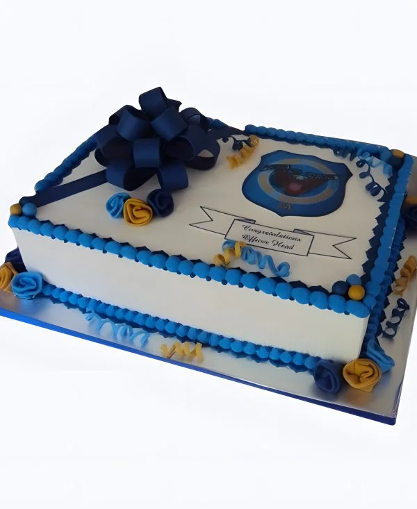 Торт на День полиции прямоугольный с бантом Фото