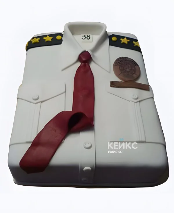 Торт на День полиции в виде белой рубашки Фото