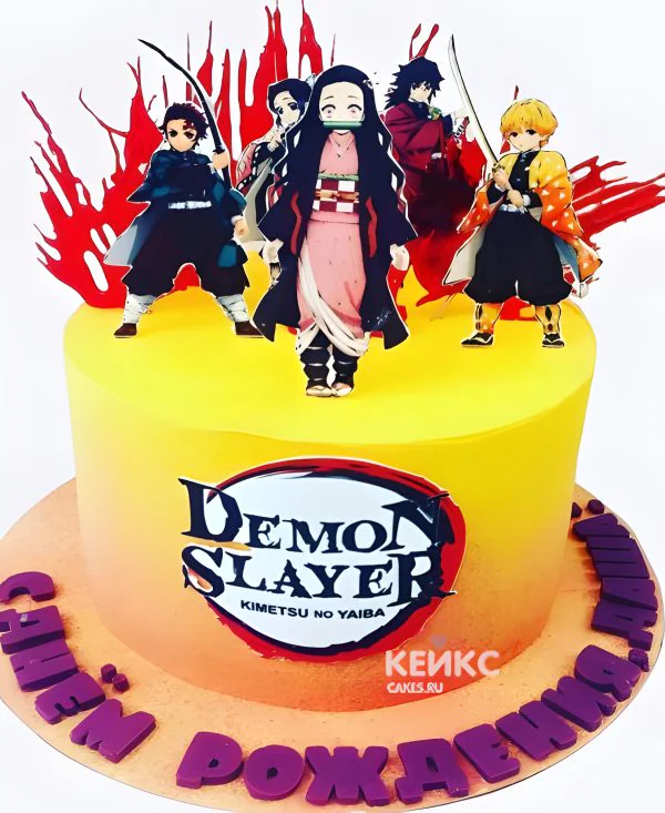 Торт в стиле аниме Demon Slayer Торт в стиле аниме Demon Slayer Фото