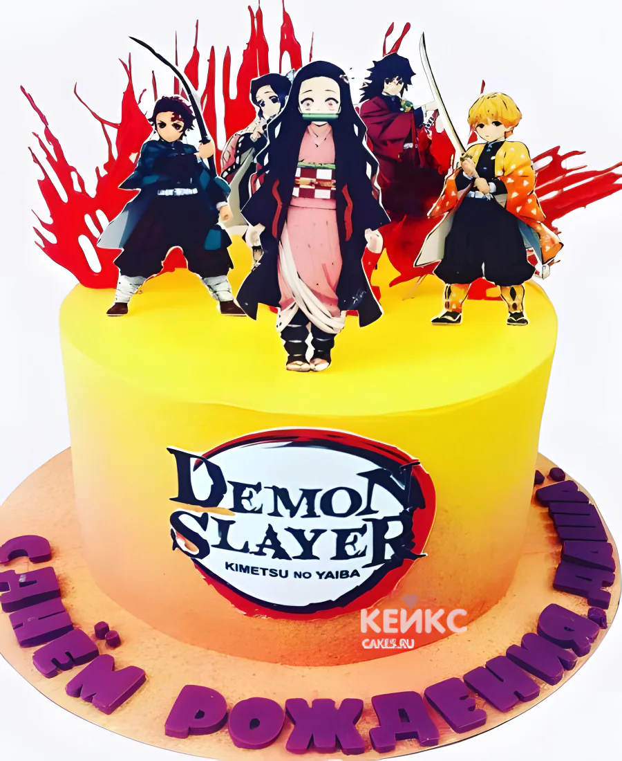 Торт в стиле аниме Demon Slayer Торт в стиле аниме Demon Slayer Фото