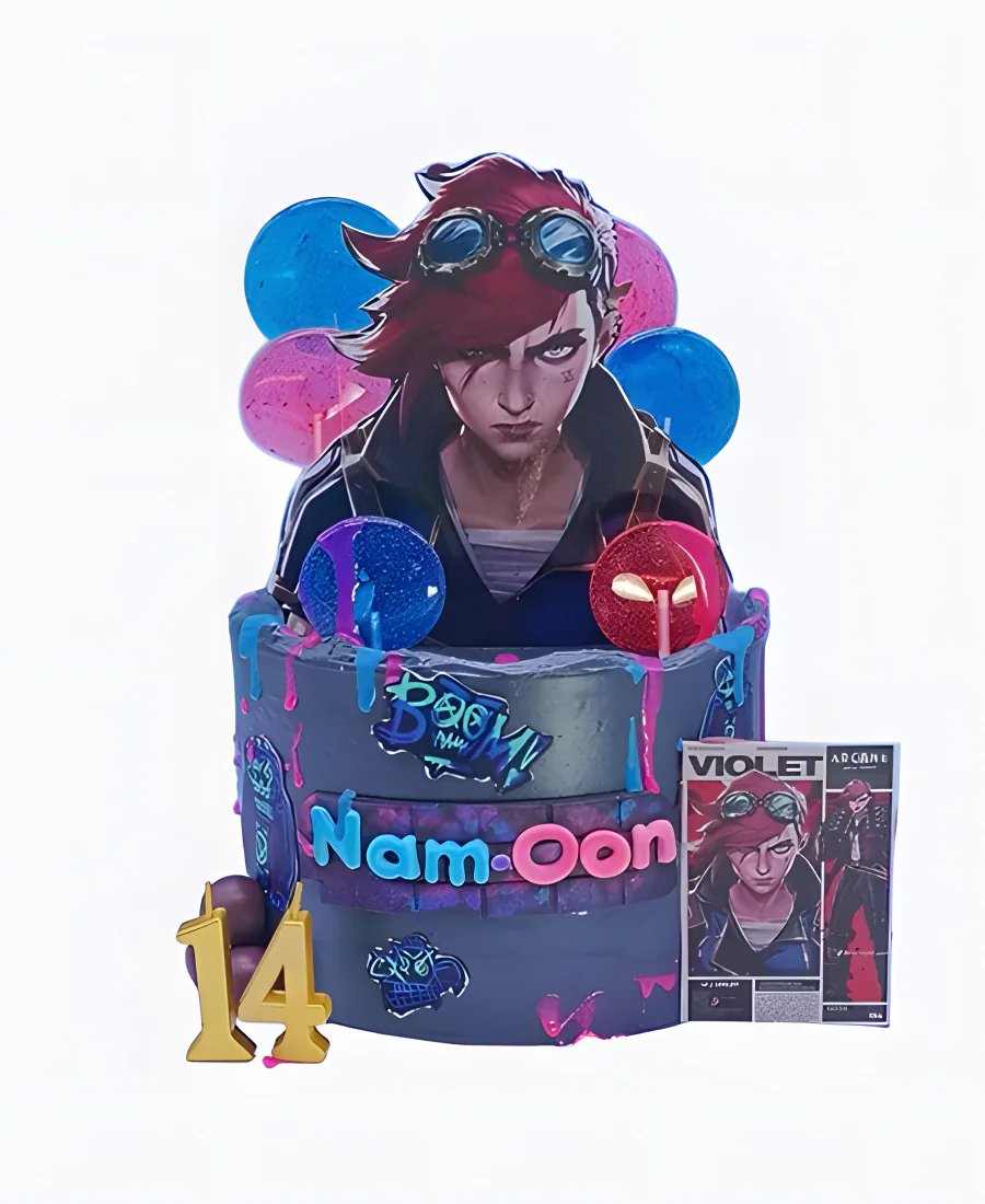 Торт на день рождения с леденцами Аркейн Фото