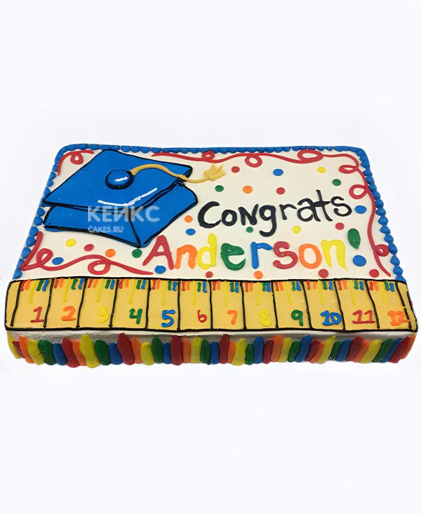 Торт на День учителя прямоугольный с линейной разметкой Фото