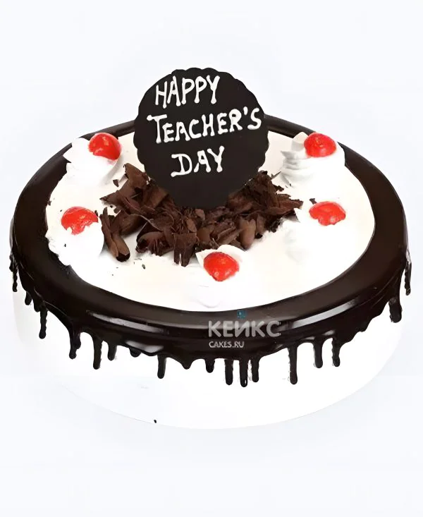 Торт на День учителя с вишней и шоколадом Фото