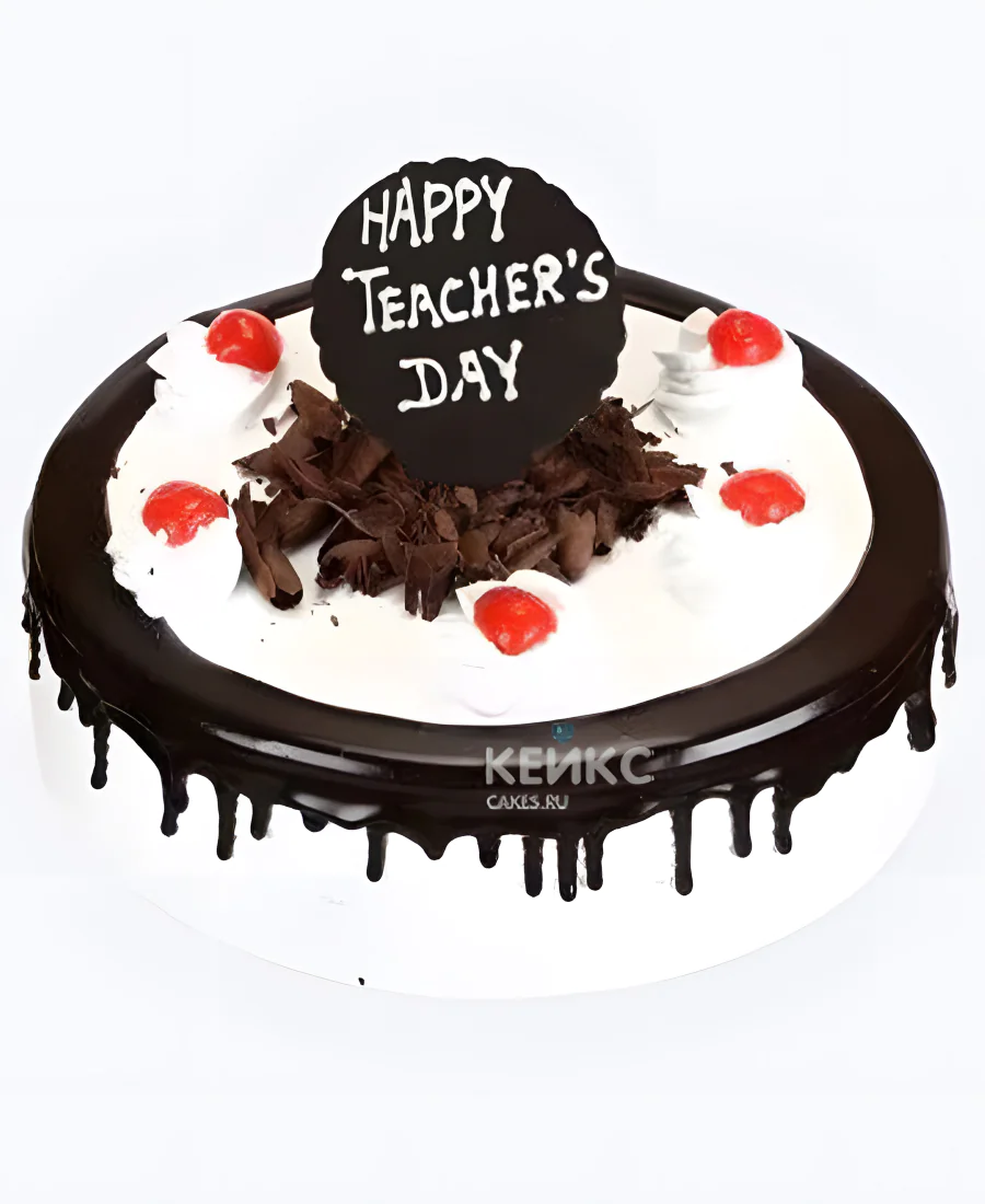 Торт на День учителя с вишней и шоколадом Фото