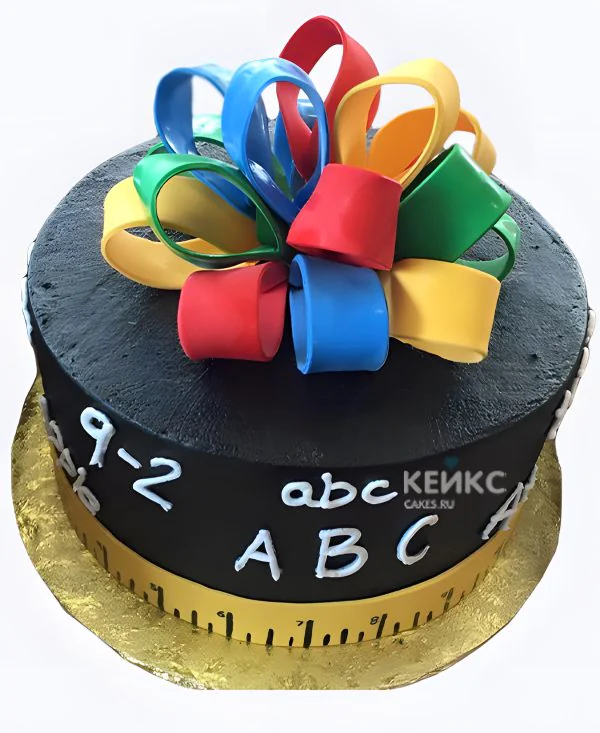 Торт на День воспитателя Яркий бант на черном Торт на День воспитателя Яркий бант на черном Фото
