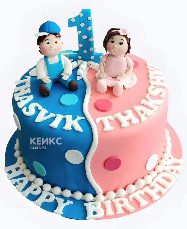 Торт на годик для двойняшек Фото