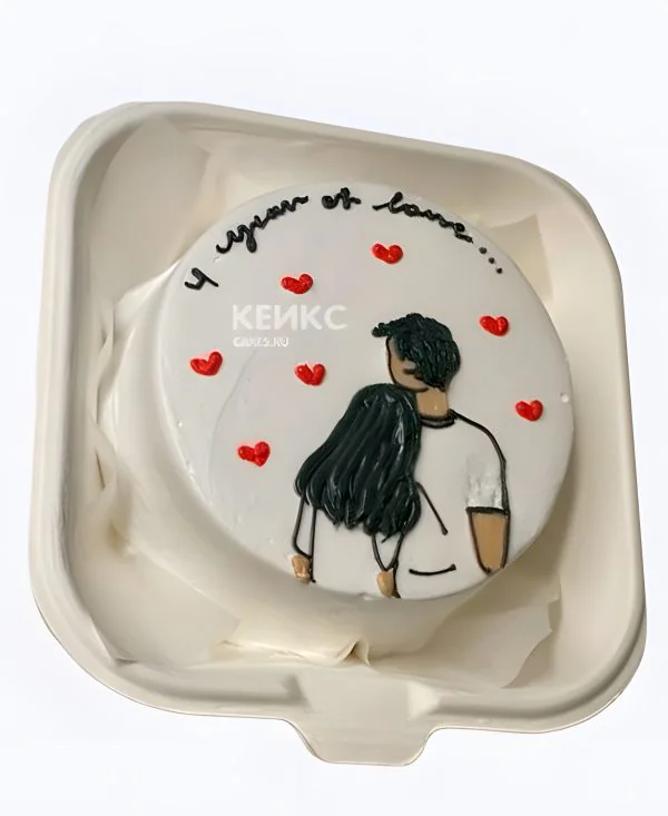 Торт на годовщину свадьбы Пара с сердечками Торт на годовщину свадьбы Пара с сердечками Фото