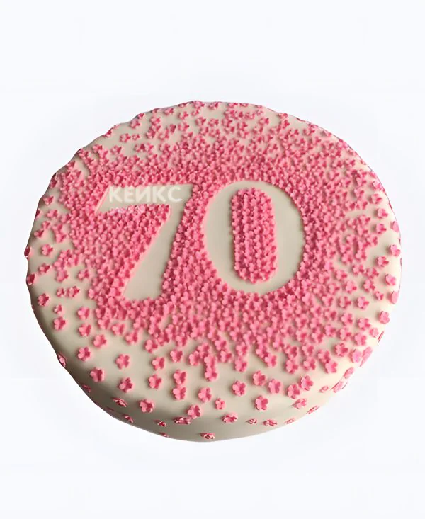 Торт на юбилей 70 лет с розовыми цветочками Торт на юбилей 70 лет с розовыми цветочками Фото