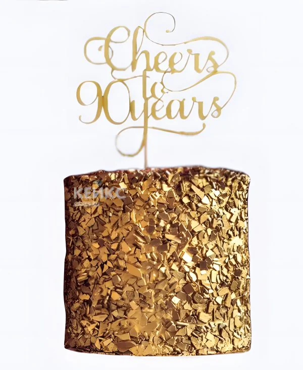 Торт на юбилей 90 лет с золотым декором Фото