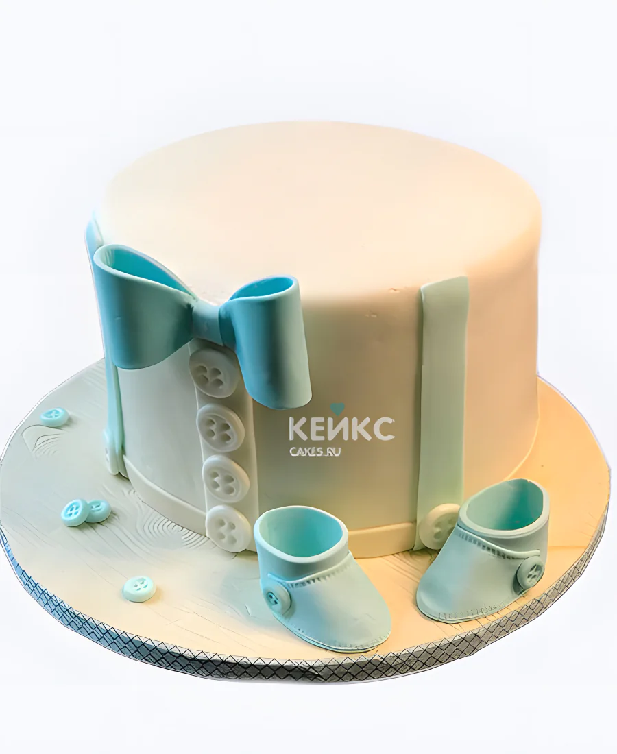 Торт на рождение ребенка с галстуком-бабочкой скоро буду Фото
