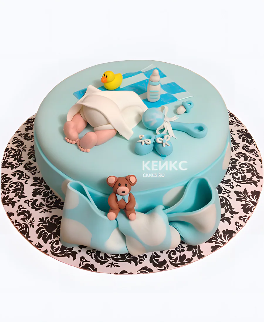 Торт на рождение ребенка с игрушками и младенцем скоро буду Торт на рождение ребенка с игрушками и младенцем скоро буду Фото