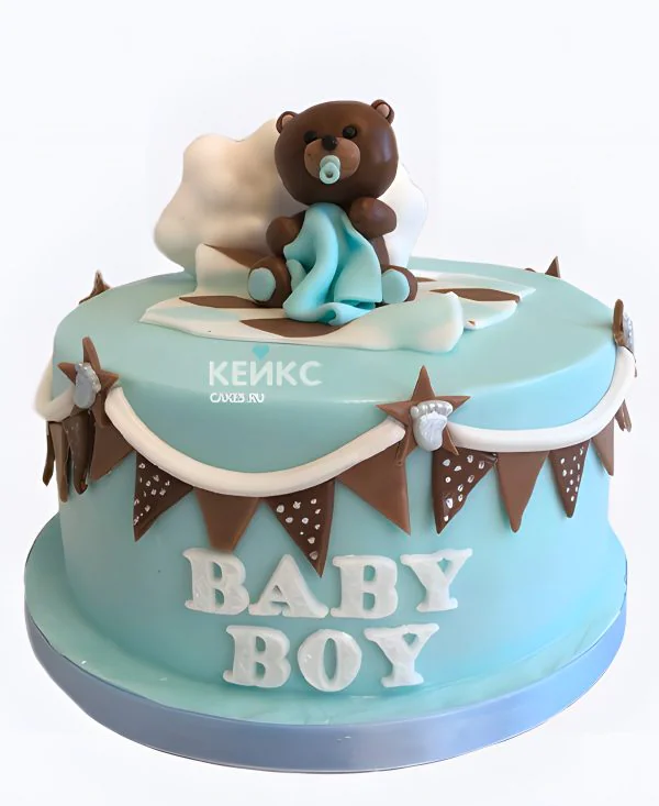 Торт на рождение ребенка с мишкой скоро буду Фото