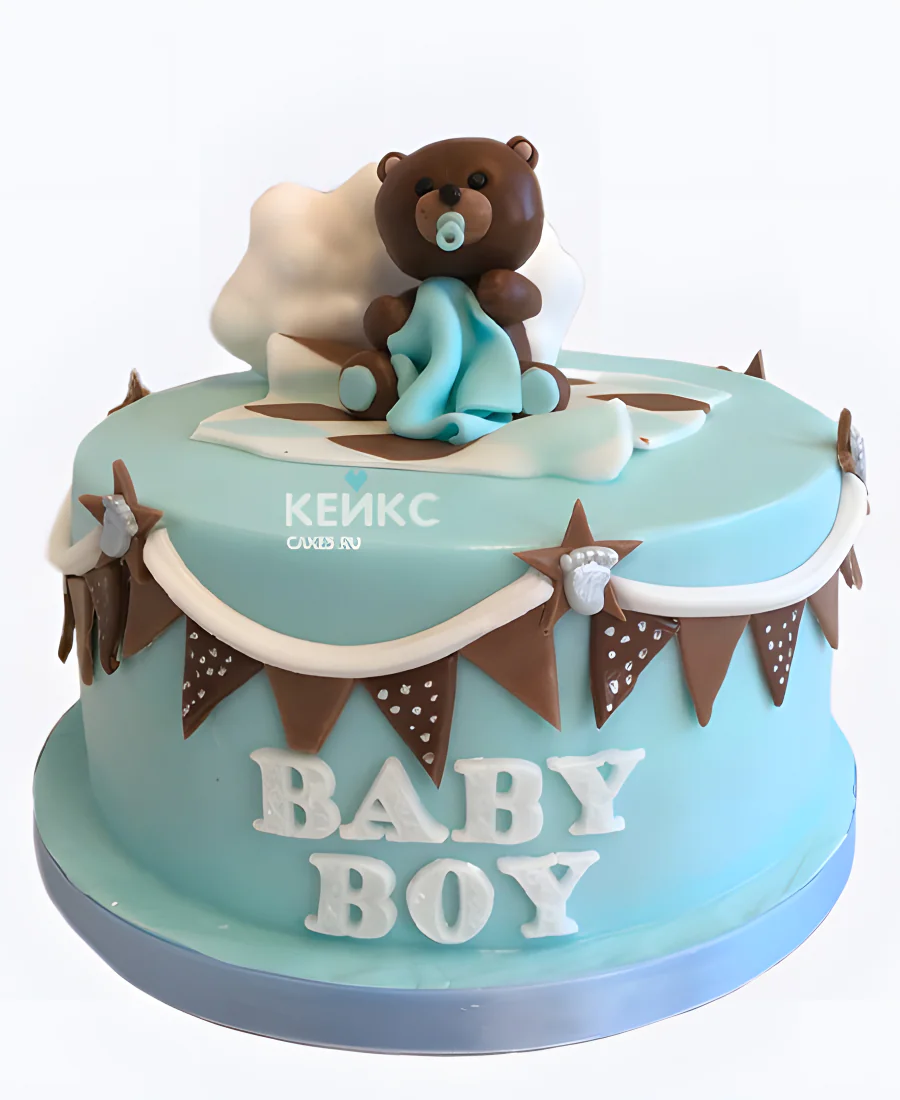 Торт на рождение ребенка с мишкой скоро буду Фото