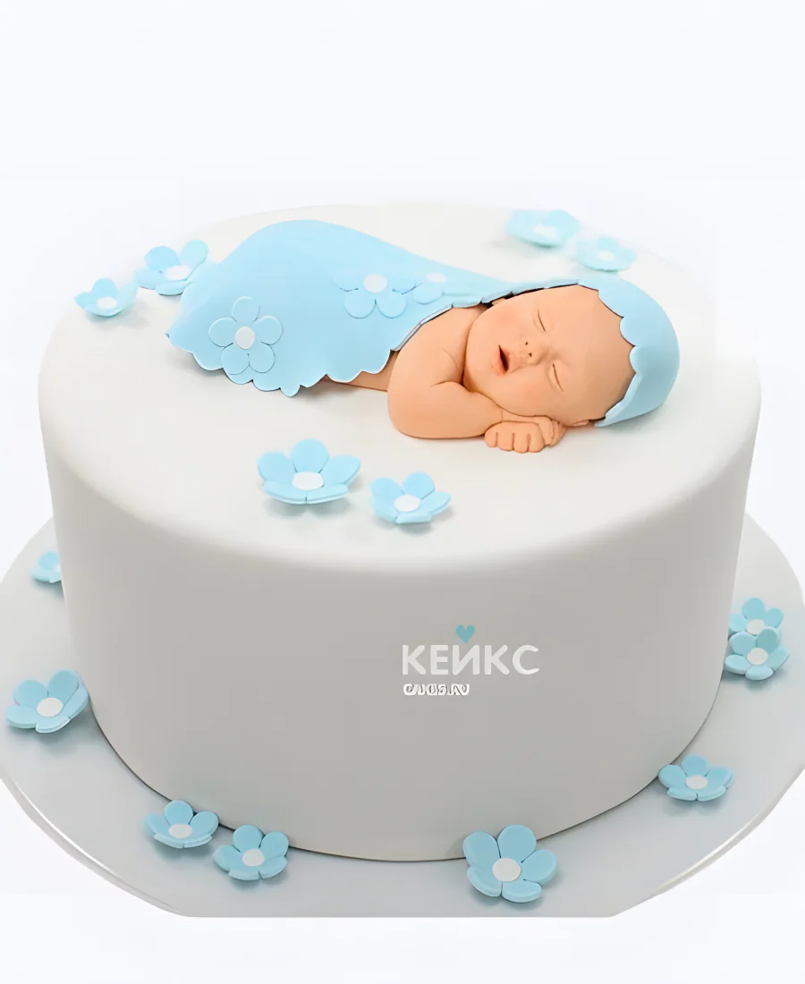 Торт на рождение ребенка с младенцем и цветочками скоро буду Торт на рождение ребенка с младенцем и цветочками скоро буду Фото
