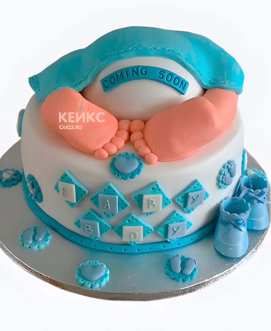 Торт на рождение ребенка с младенцем под одеялом скоро буду Фото