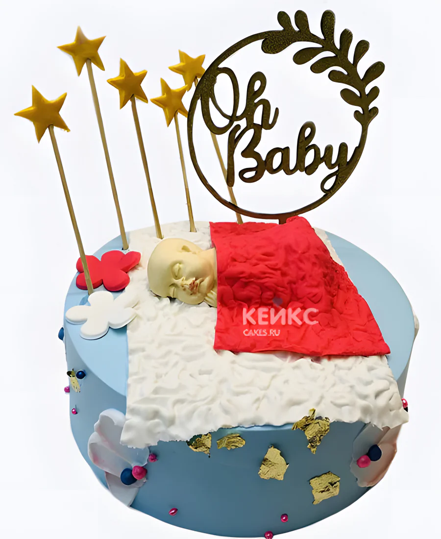 Торт на рождение с младенцем и звездами скоро буду Торт на рождение с младенцем и звездами скоро буду Фото