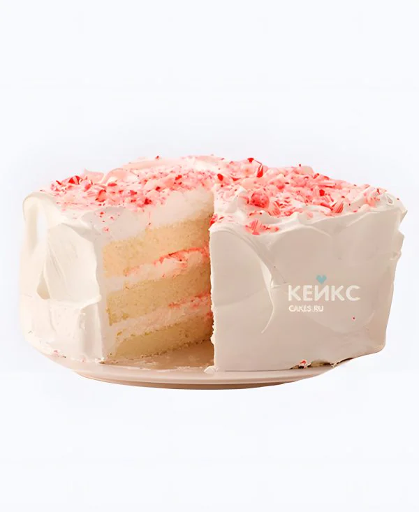 Торт на Рождество белый с посыпкой Фото