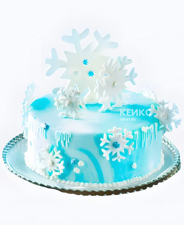Торт на Рождество Снежинки Фото