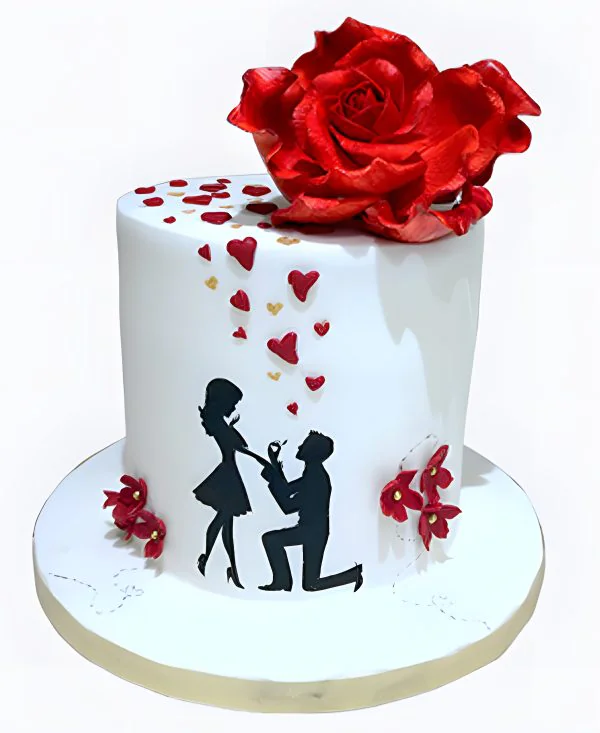 Торт на сватовство с большой красной розой Торт на сватовство с большой красной розой Фото