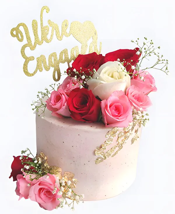 Торт на сватовство с красивым букетом цветов Торт на сватовство с красивым букетом цветов Фото