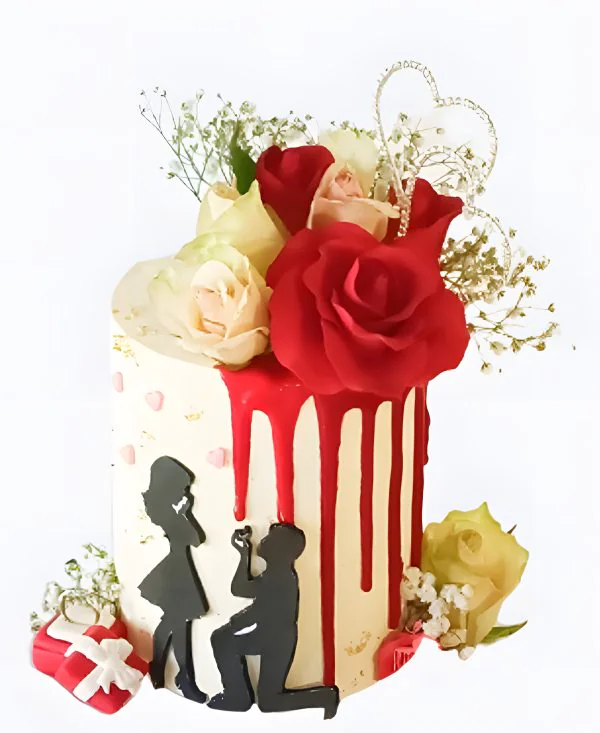 Торт на сватовство с пышным букетом роз Торт на сватовство с пышным букетом роз Фото