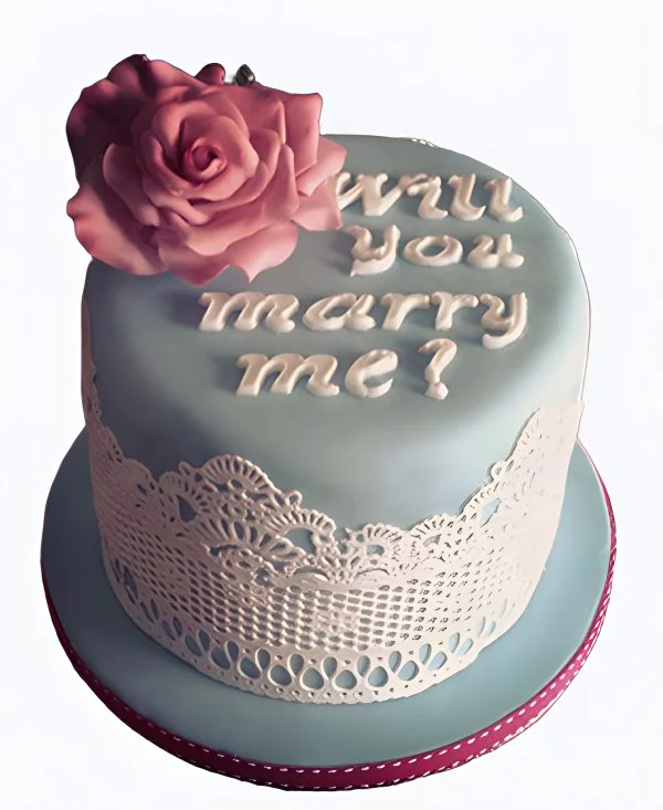Торт на сватовство с розой и кружевом Торт на сватовство с розой и кружевом Фото