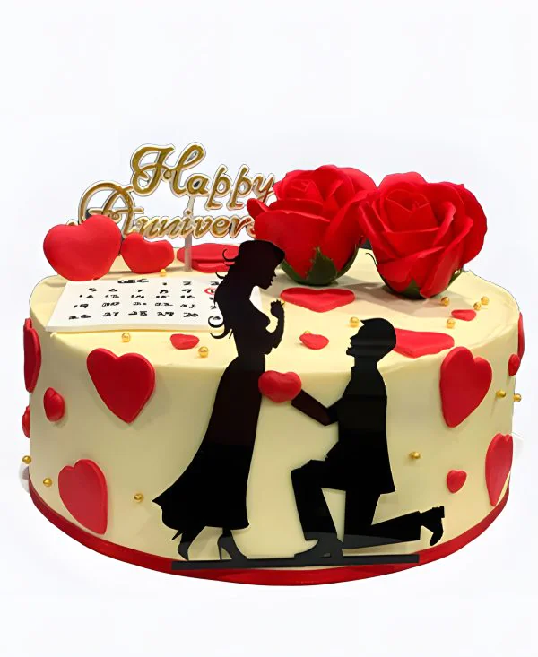 Торт на сватовство с влюбленными и цветами Торт на сватовство с влюбленными и цветами Фото