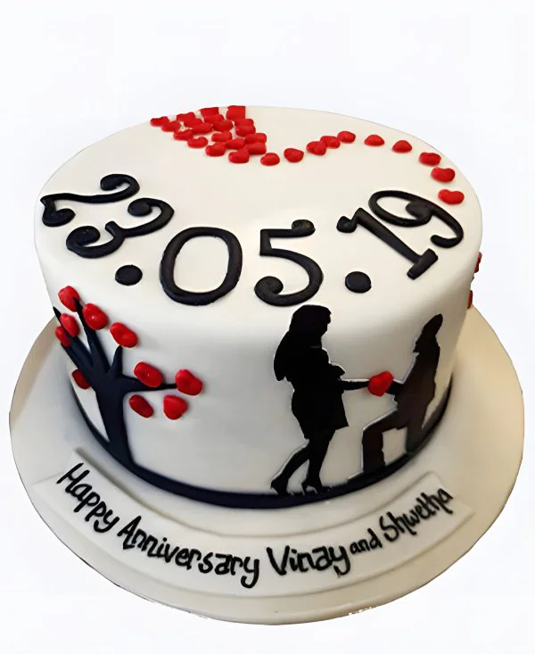 Торт на сватовство с влюбленными и датой Торт на сватовство с влюбленными и датой Фото