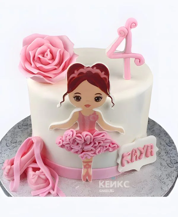 Торт с балериной и розой для девочки Торт с балериной и розой для девочки Фото