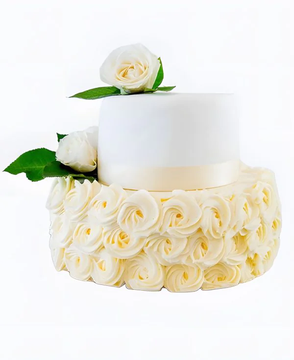 Торт с белыми розами Платье невесты Фото