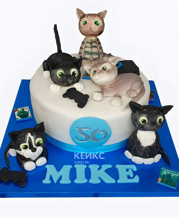 Торт с фигурками кошек для девочки Торт с фигурками кошек для девочки Фото