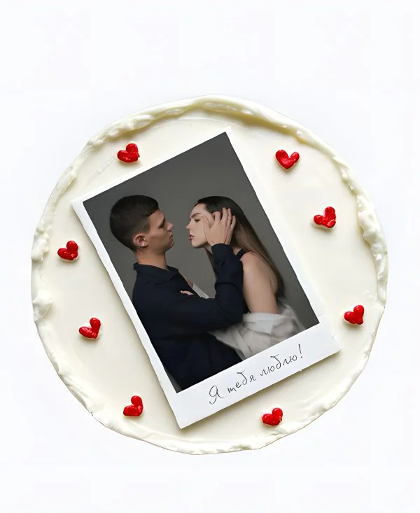 Торт с фото и сердечками Фото