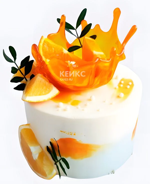 Торт с фруктами Апельсиновый всплеск Фото