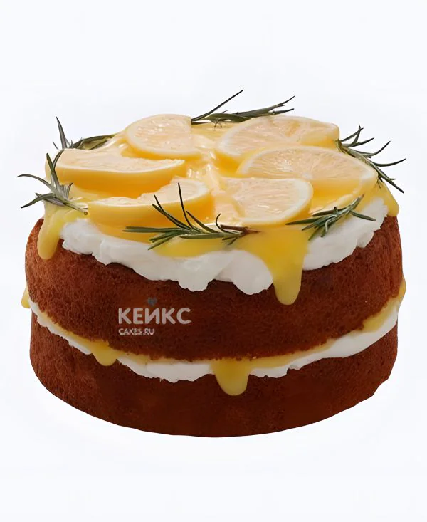 Торт с фруктами Лимон на подтеках Фото