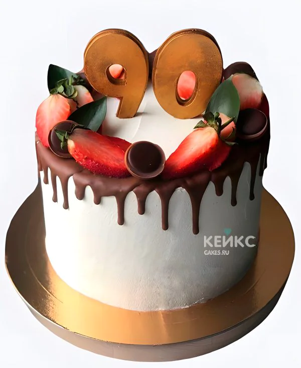 Торт с клубникой на день рождения 90 лет Фото